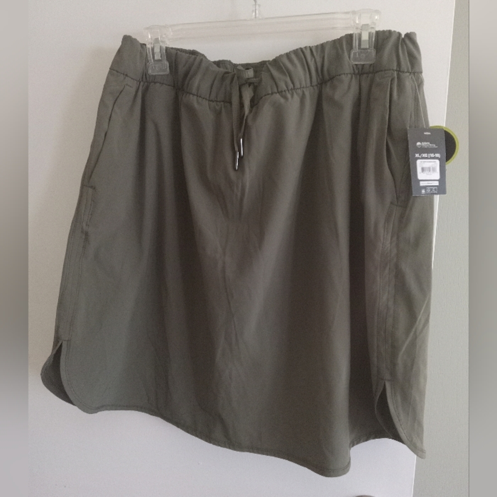 NWTS Olive Drawstring Casual Women’s Skirt W/inner Shorts Athletic Works Size XL